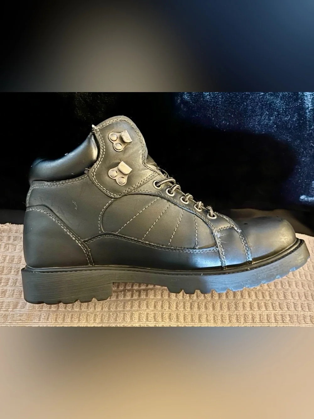 Men's Black Leather Padded Ankle Boots